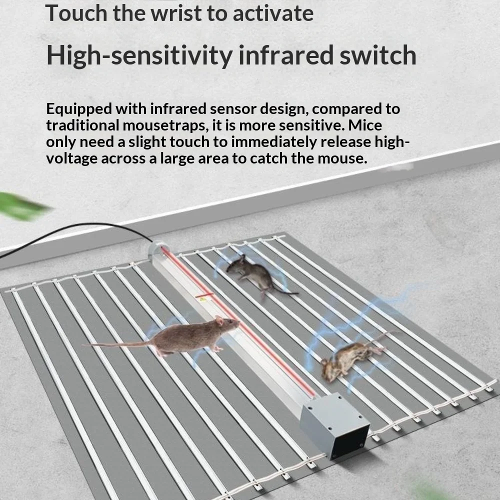 50x65cm Intelligent High-Voltage Mousetrap Infrared Automatic Electric Shock Mouse Trap Safe Continuous Mouse Trap