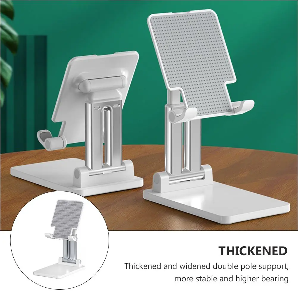 Foldable Tablet Stand Desk Mount White Adjustable Holder for Phone Tablet Multi-angle Support Stable Double Pole
