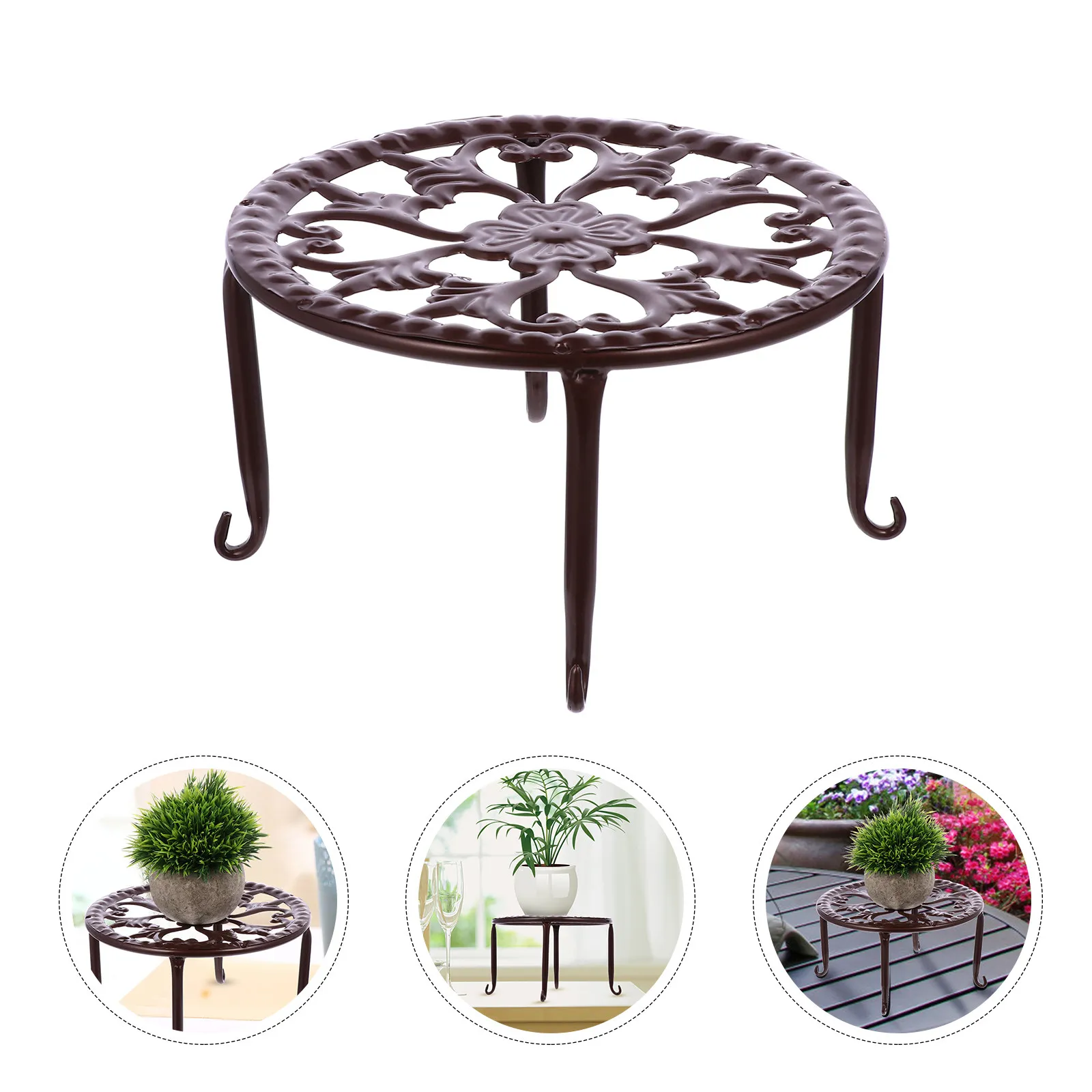 1Pcs Iron Flower Stand Metal Plant Shelf Hollow Elegant Design High Load Bearing Capacity for Living Room Bedroom Balcony Indoor