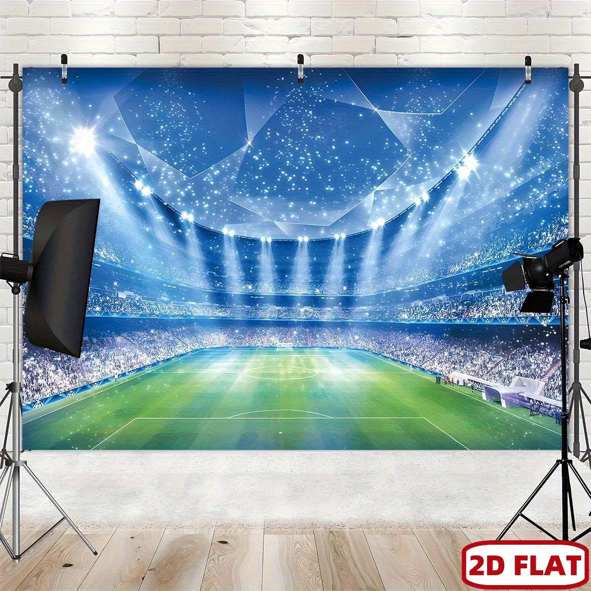 2D flaches 1-teiliges Feldhintergrund-Polyester-Banner und Fußballplatzdesign – Geburtstag, Jahrestag, Abschlussfeier – Detail 4
