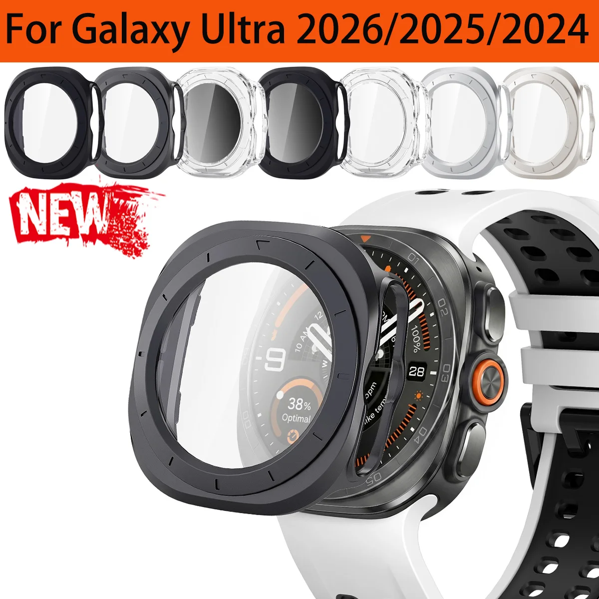 Case + Tempered Glass for Samsung Galaxy Watch Ultra 2026/2025/2024 Protective Cover Anti-scratch Bumper for Galaxy Ultra 2 47mm