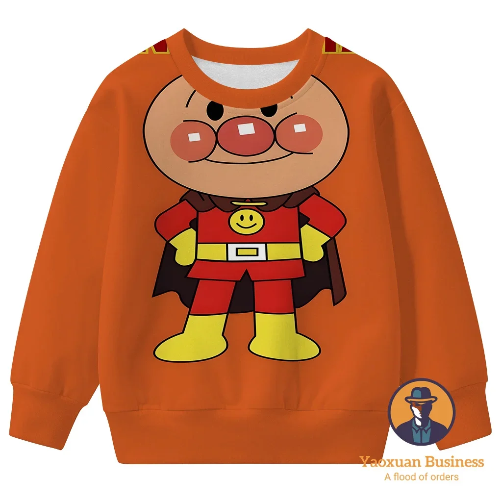 

Новый летний свитшот Anpanman с 3D круглым вырезом 2025, детский свитшот с мультяшным принтом для мальчиков и девочек, модный, бестселлер, хит продаж