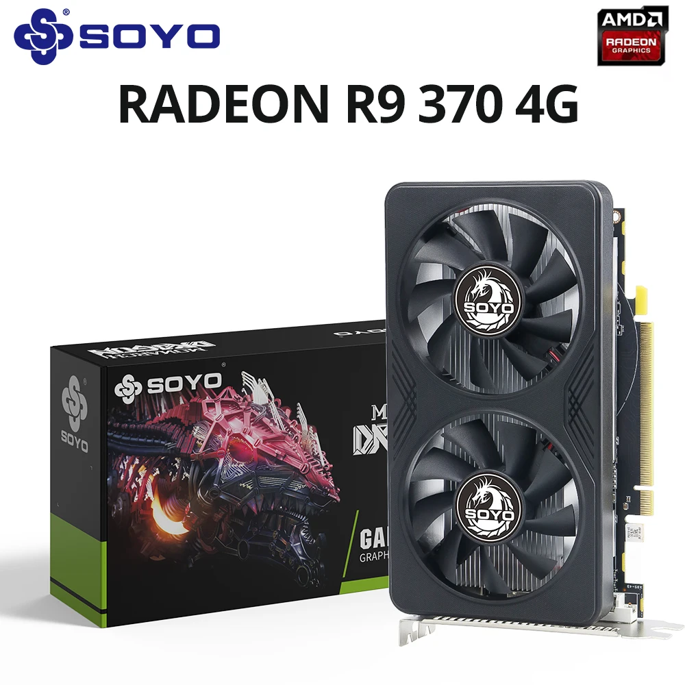 

Видеокарта SOYO AMD Radeon R9 370 4G GDDR5 Видеопамять 256 бит игровая карта PCIE3.0x16 DP DVI для хоста настольного компьютера