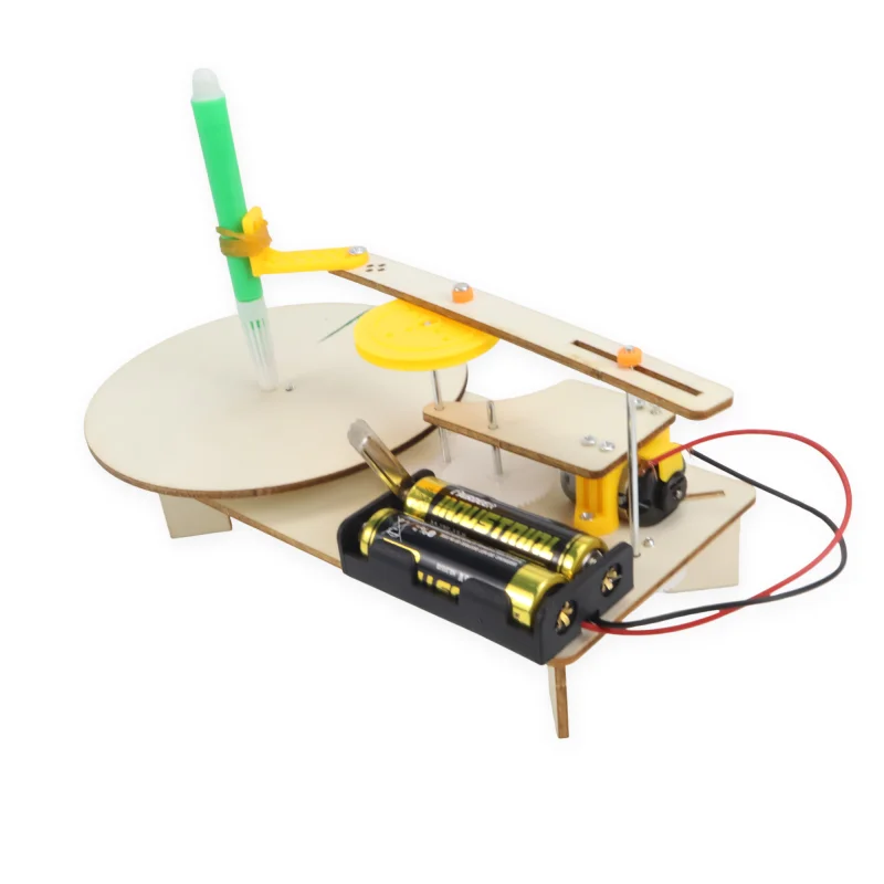 NOWY 1 szt. Drewniany Elektryczny Plotter Robot Zestaw DIY Naukowy STEM Zabawka Edukacyjna Automatyczna Maszyna do Rysowania Model do Nauki Fizyki dla Dzieci