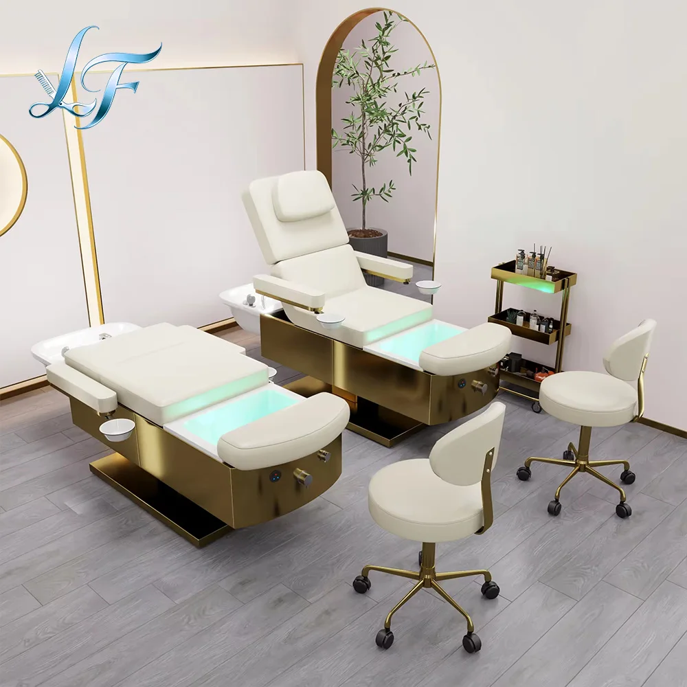 Premium Electric Hydraulic Facial Beauty Bed Spa Shampoo Sink Foot Bath Treatment Custom Leather Color For Salon