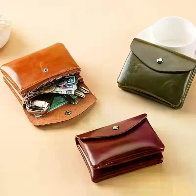 Women Coin Purse Men Short Bag Wallet Change Purses Zipper Money Bags Vintage Style Organizer Wallets PU Leather Key Card Holder