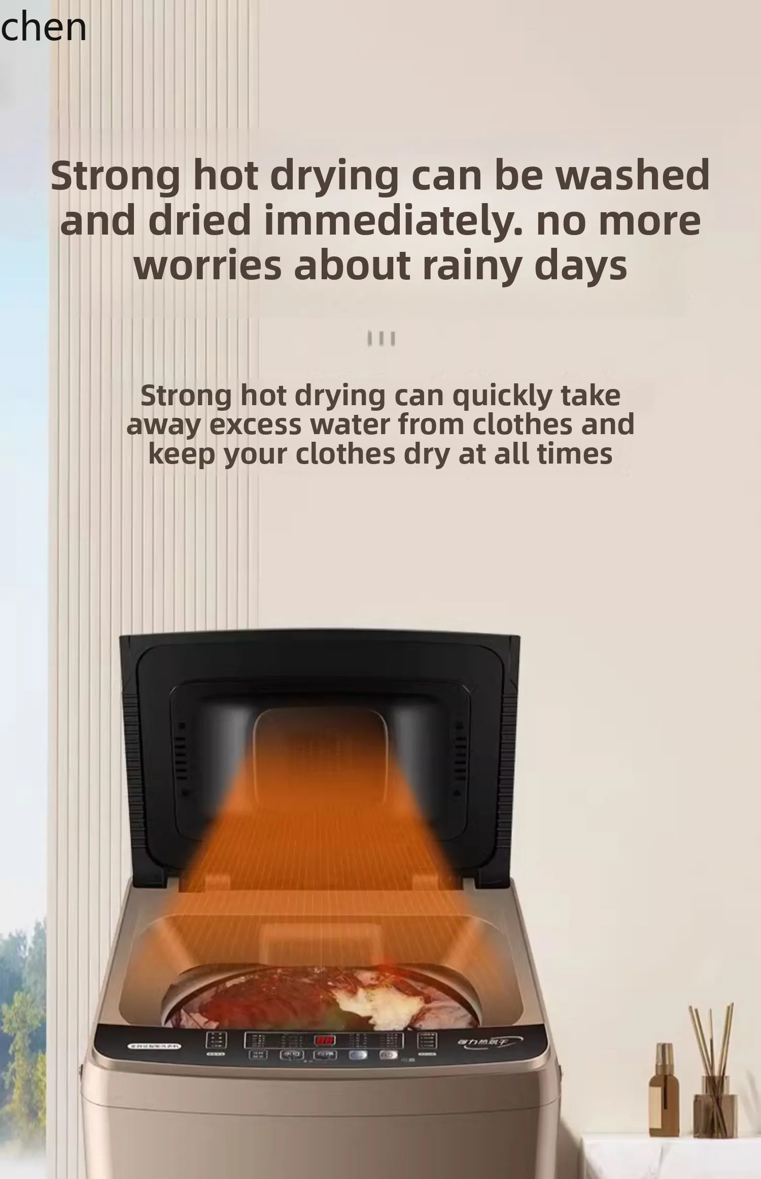 غسالة HTT Chigo 10/12 كجم للغسيل والتجفيف، مسكن تأجير طبل أوتوماتيكي ذو سعة كبيرة