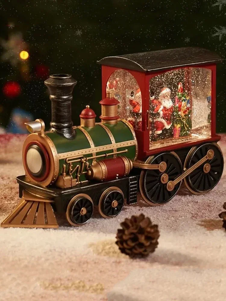 

Santa Claus Snowman Christmas Eve Music Box Train Music Box Crystal Ball Ornaments Home Table Decoration Xmas Children Gifts