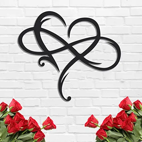 Hello Young  15.8inch X 13.8inch Infinity Heart Metal Home Decoration Art Eternal Love Infinite Heart-shaped Wall Mounted Decora