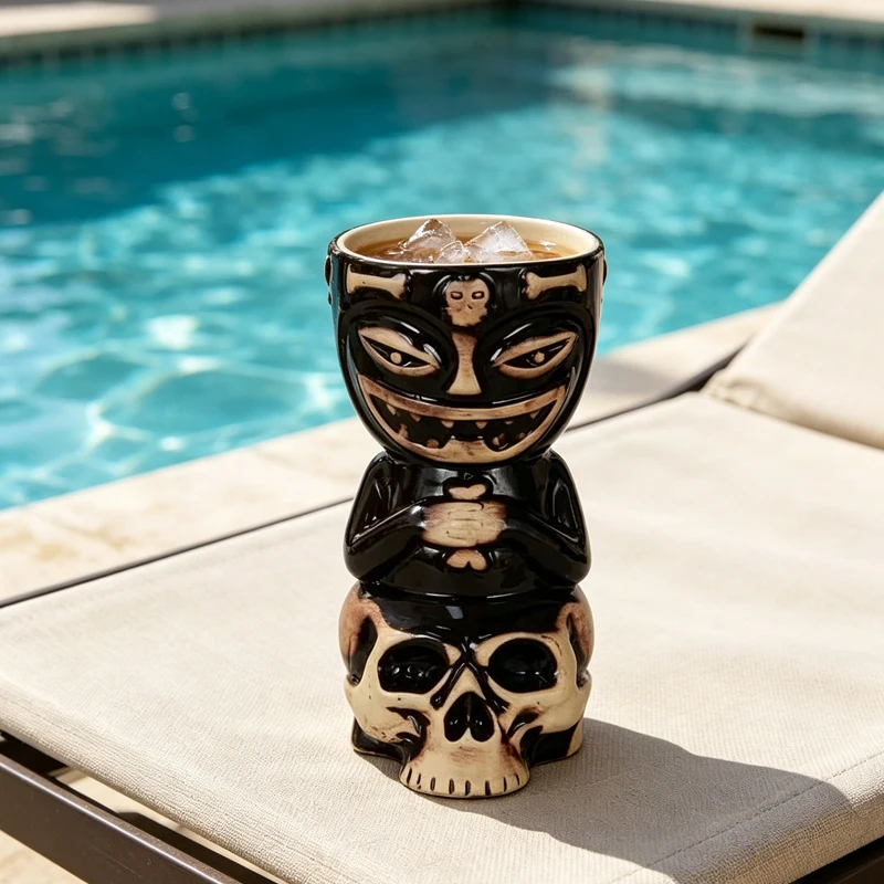 Wine Cup Easter Island Tiki Mugs Ceramic Tiki Mugs Bar Drinkware Creative Cocktail Cup Halloween Gift Hawaiian Style Tiki Mug