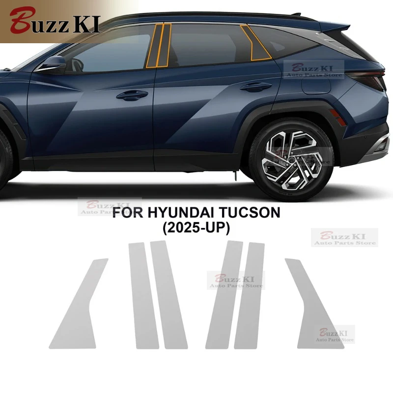 لشركة هيونداي توكسون N Line 2025 سيارة العلوي الرؤية الخلفية B C أعمدة Precut ملصق الطلاء طبقة حماية المضادة للخدش بولي TPU واضح B