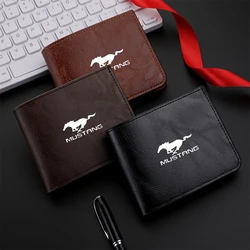 1pcs Car Logo Wallet Men Leather Driver Licence Holder Key Card Bag For Mustang Ford Fiesta Kuga Edge Mondeo ST Fusion Explorer