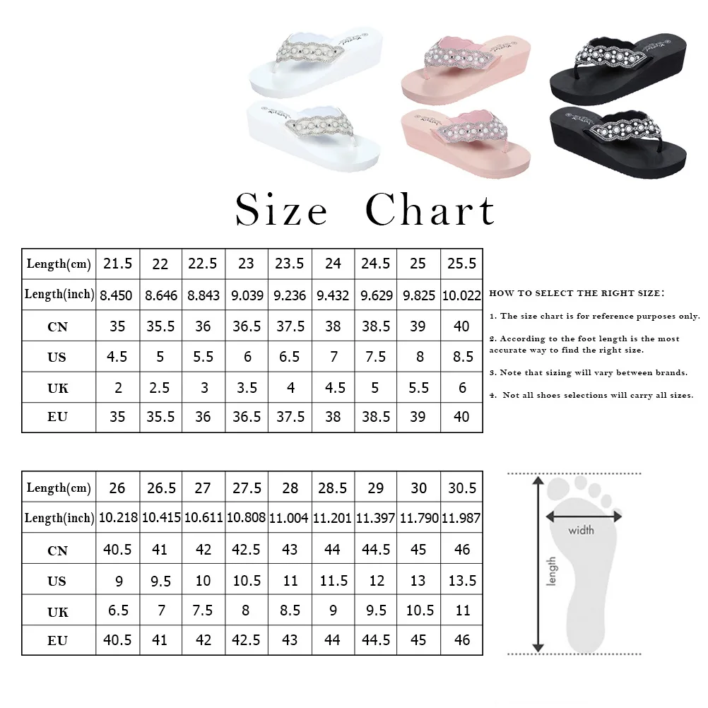 

Pearl Rhinestone Beach Sandals Comfortable Summer Shoes White Platform Non Slip Ladies Flops Outdoor Women Sandals