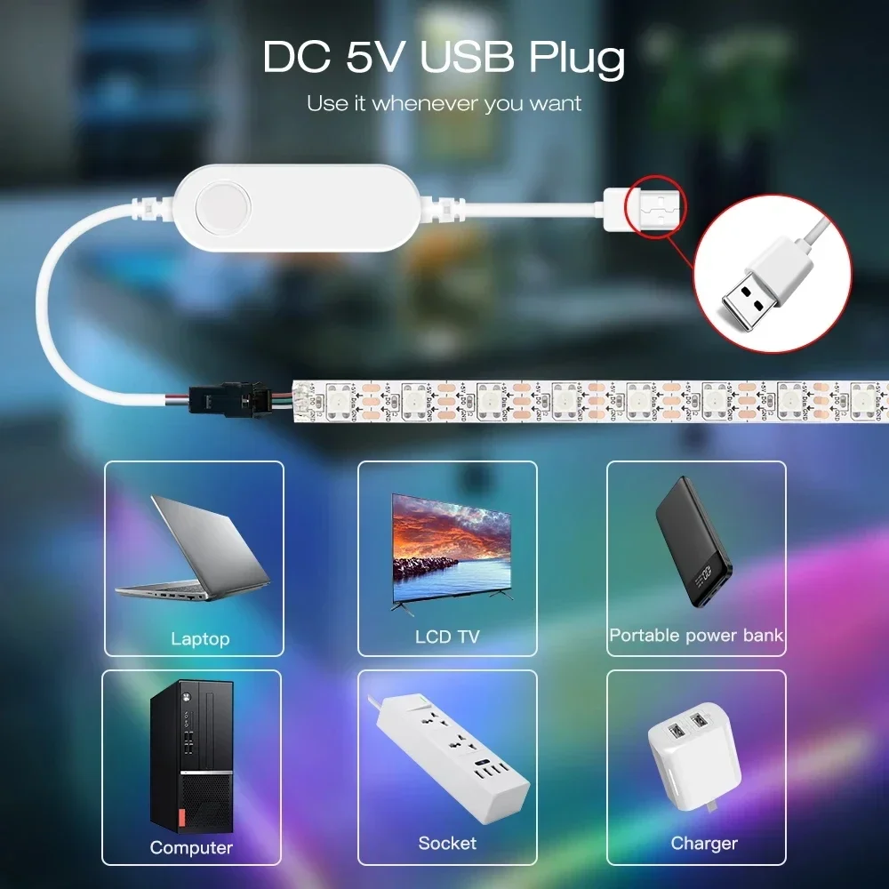 DC5V Mini ESP32/ESP8266 WLED Strip Light Controller RGB IC Digital USB Dynamic for WS2811 WS2812 WS2812b Strip
