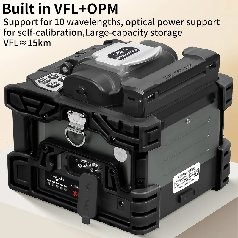 L-90C Optical Fiber Fusion Splicer with 6 Motors Multilingual Touch Screen SM MM Core Welding Machine with Built-in OPM VFL