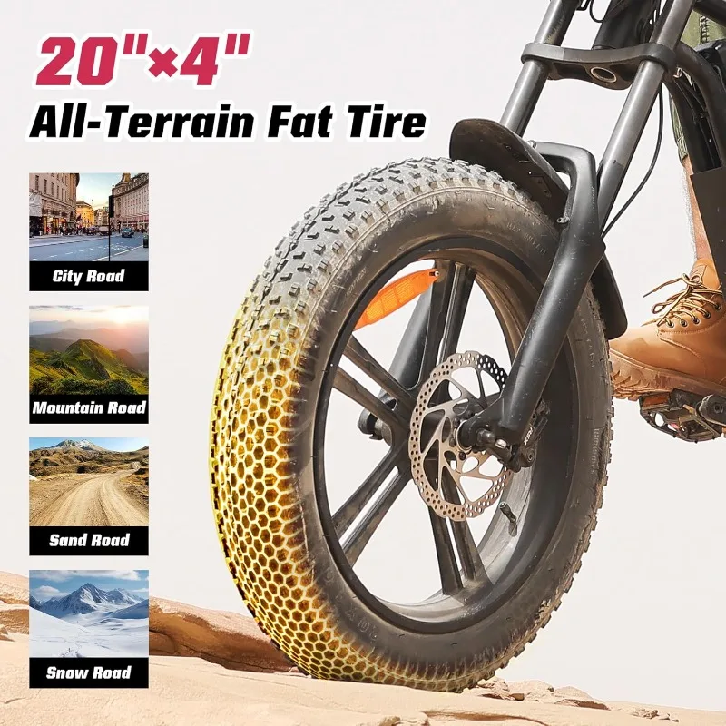 Sepeda Listrik untuk Dewasa, Baterai 48V 13Ah/15Ah, Hingga 28 MPH & 46,6/60 Mil (PAS), Peak Ebike 750/1000W dengan All-Terrai