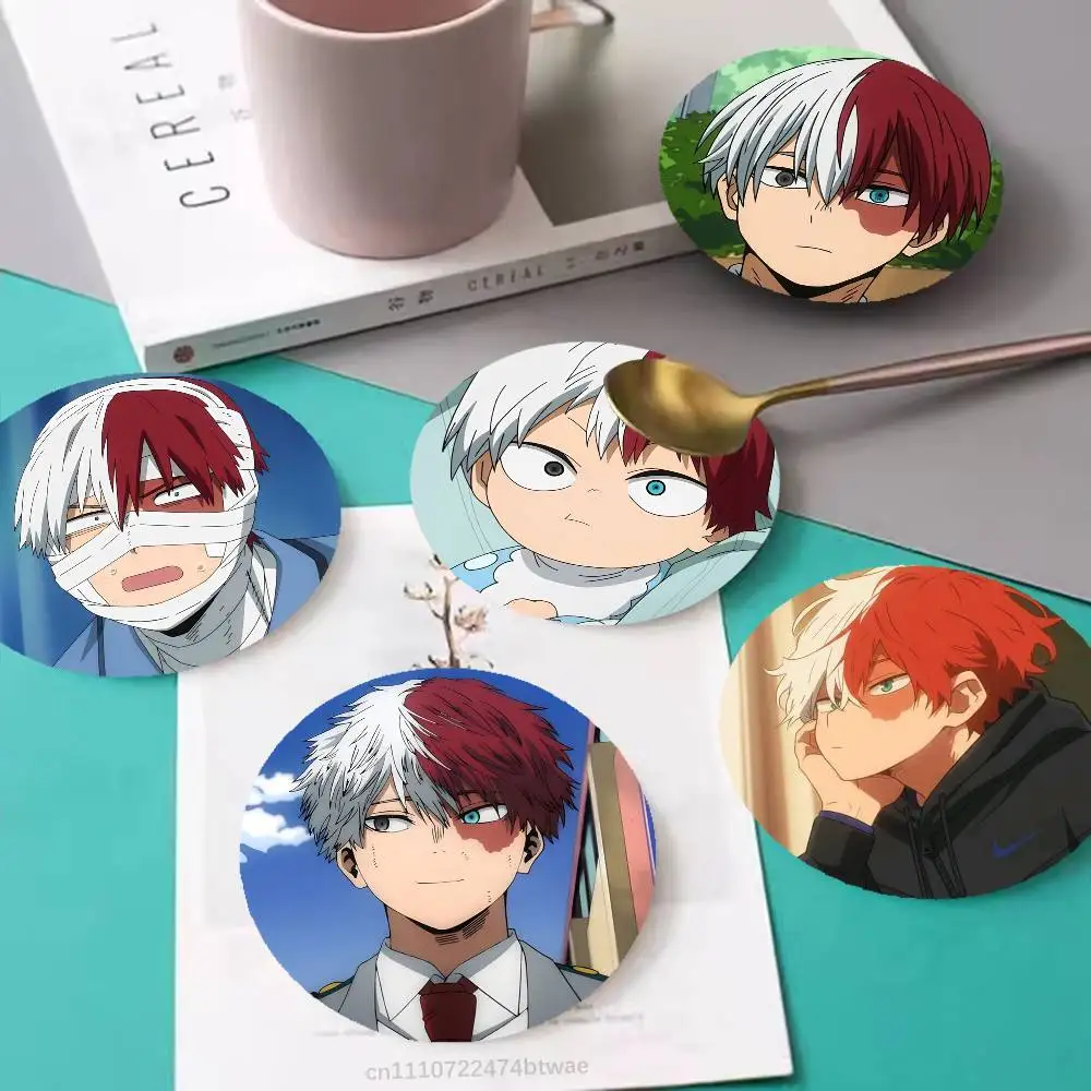 

Anime MHA Shouto Todoroki Anti-slip Tea Coffee Cup Pad Heat-Resistant Round Bowl Teapot Mat Home Gift