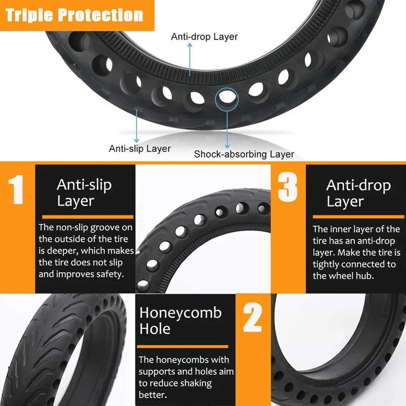 Solid Tire for Xiaomi M365 Pro Electric Scooter Mijia Mi 1S Pro 2 Essential Scooter 8.5 inches Rubber Tyre 8.5\'\' Wheel