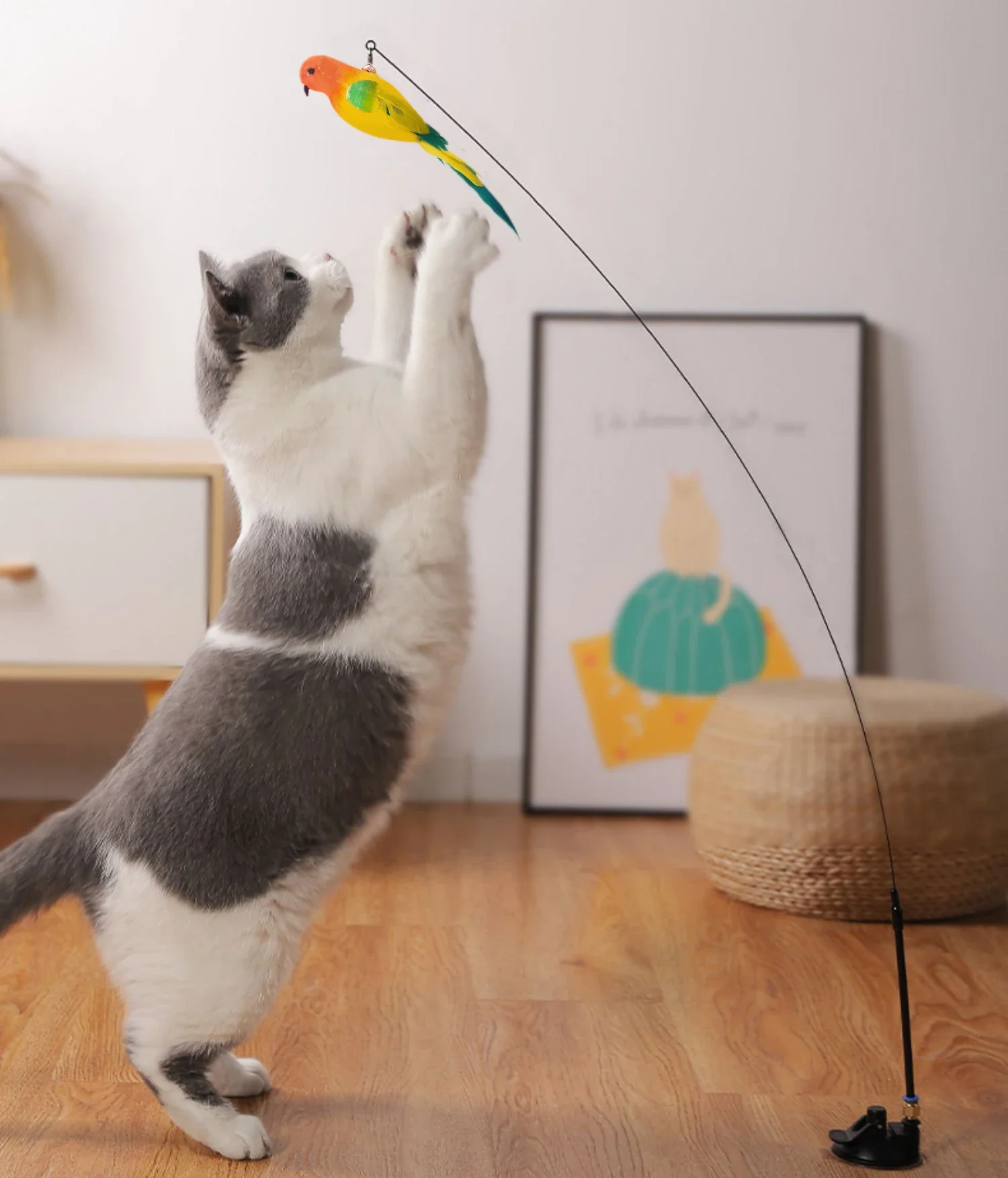 Lustige Simulation Vogel Katze Spielzeug Feder mit Glocke Katze Stick Interaktives Spielzeug für Kätzchen Spielen Teaser Zauberstab Spielzeug Haustier Katzen Liefert – Detail 12