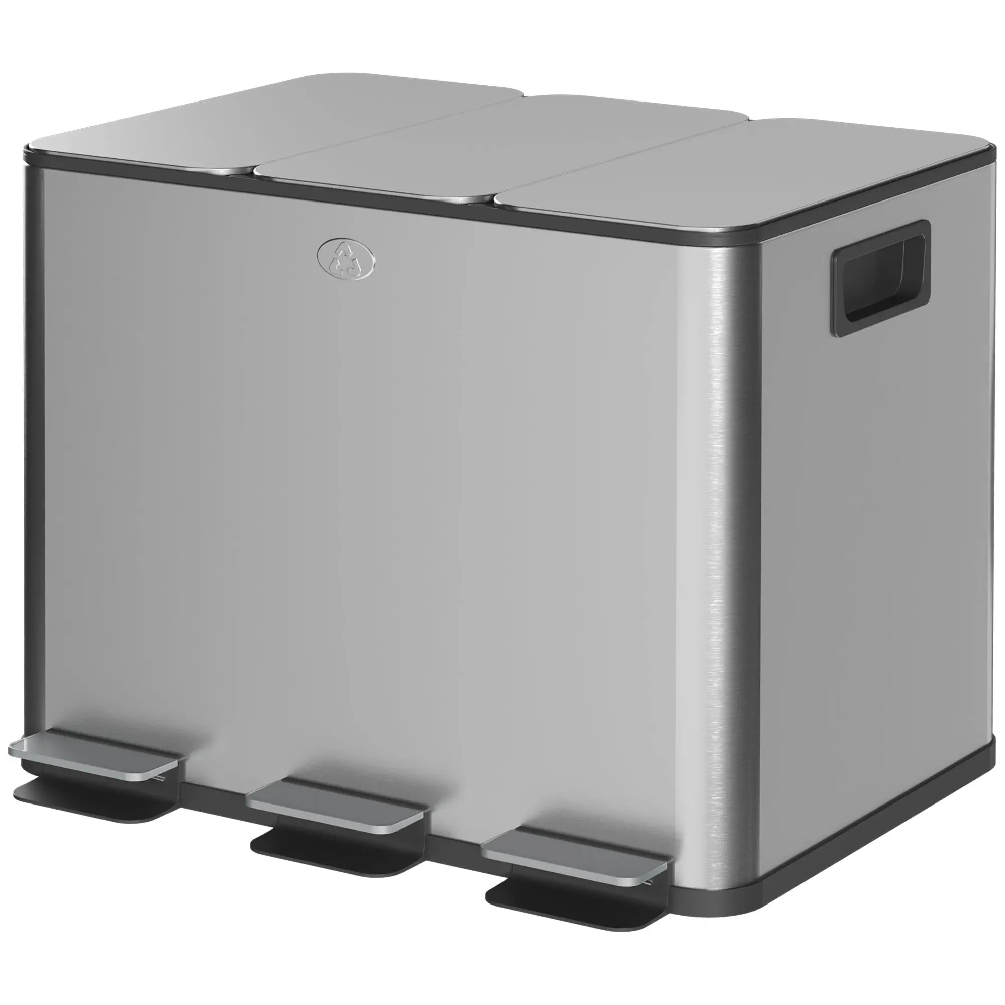 

Для тройного мусорного бака, мусорного бака с мягким закрыванием и ножной педалью, мусорного бака объемом 20 литров со съемными внутренними ведрами, серебристого цвета