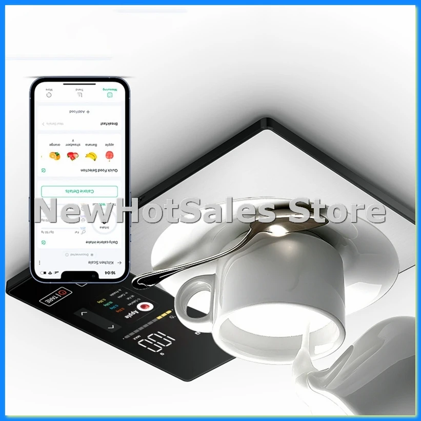 

Кухонные весы из нержавеющей стали с калькулятором калорий, белка, жира, углеводов и питательных веществ, 5 кг/11 фунтов, для здорового питания - A57M