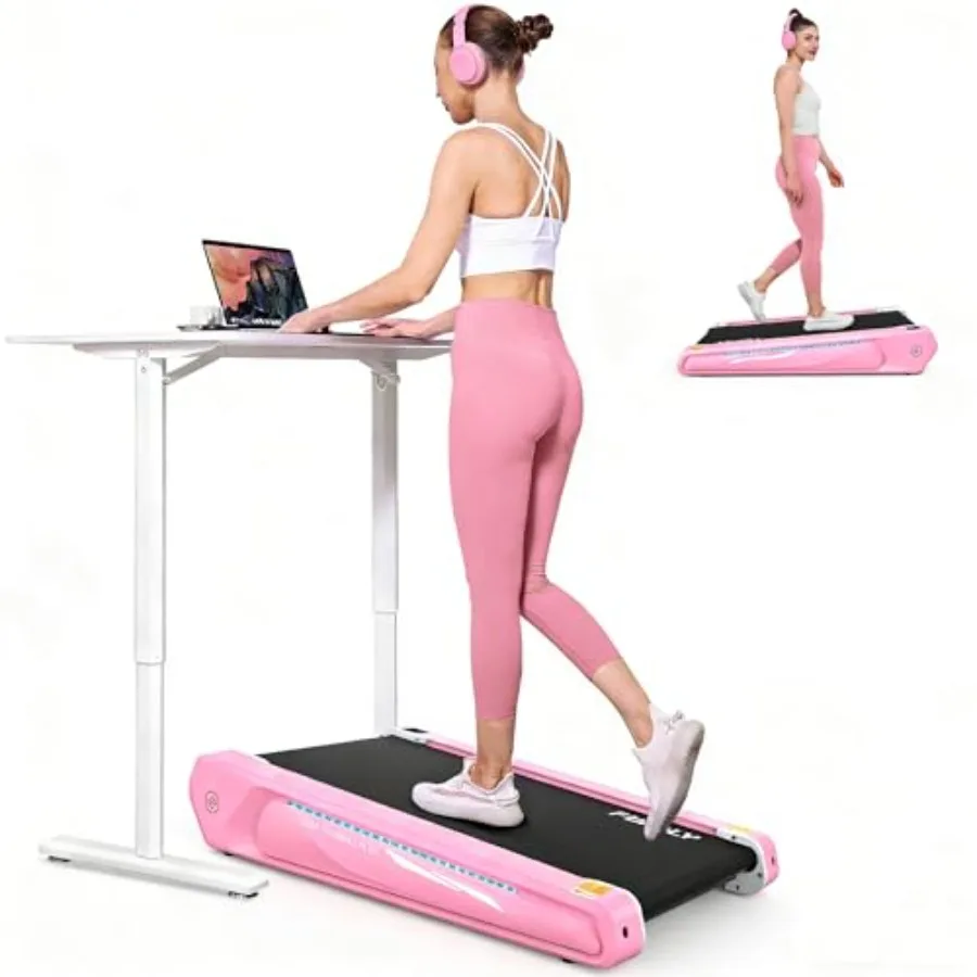 

2 in 1 Compact Under Desk Treadmill for Home Office with 5 Incline 2.5 HP Mini Walking Pad Installation-Free 300lbs Weight Capa