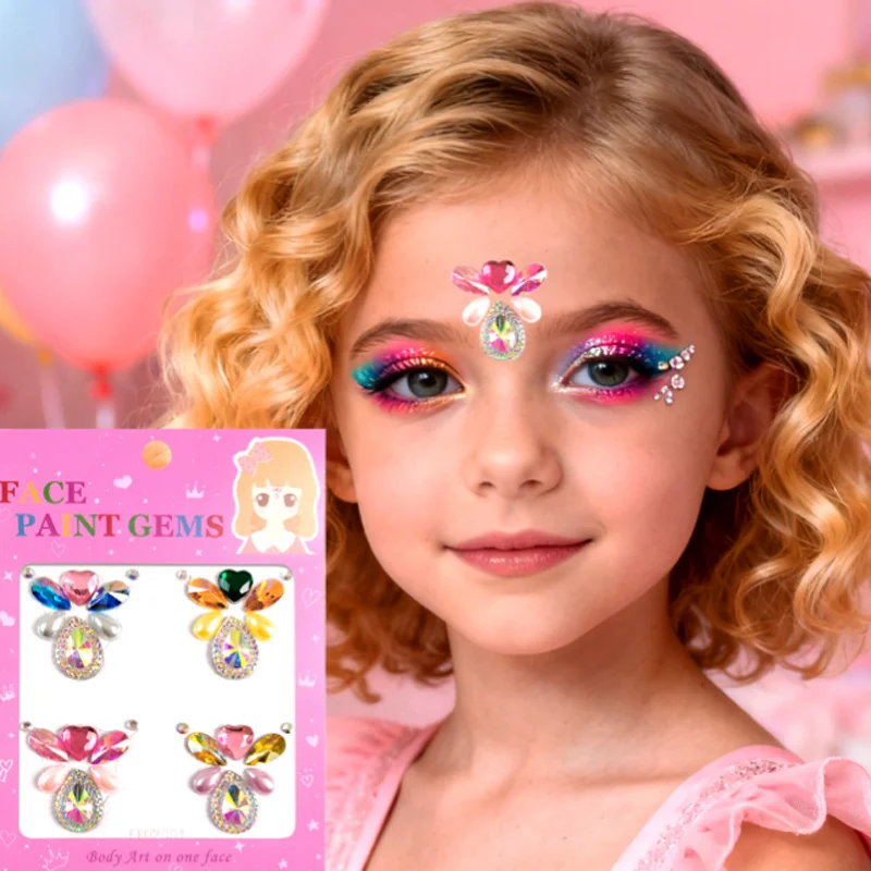 

Face Paint Gems Stage Forehead Color Diamond Sticker Adhesive Crystal Resin Eyebrow Center Decorations Cosmetic Art Accessories
