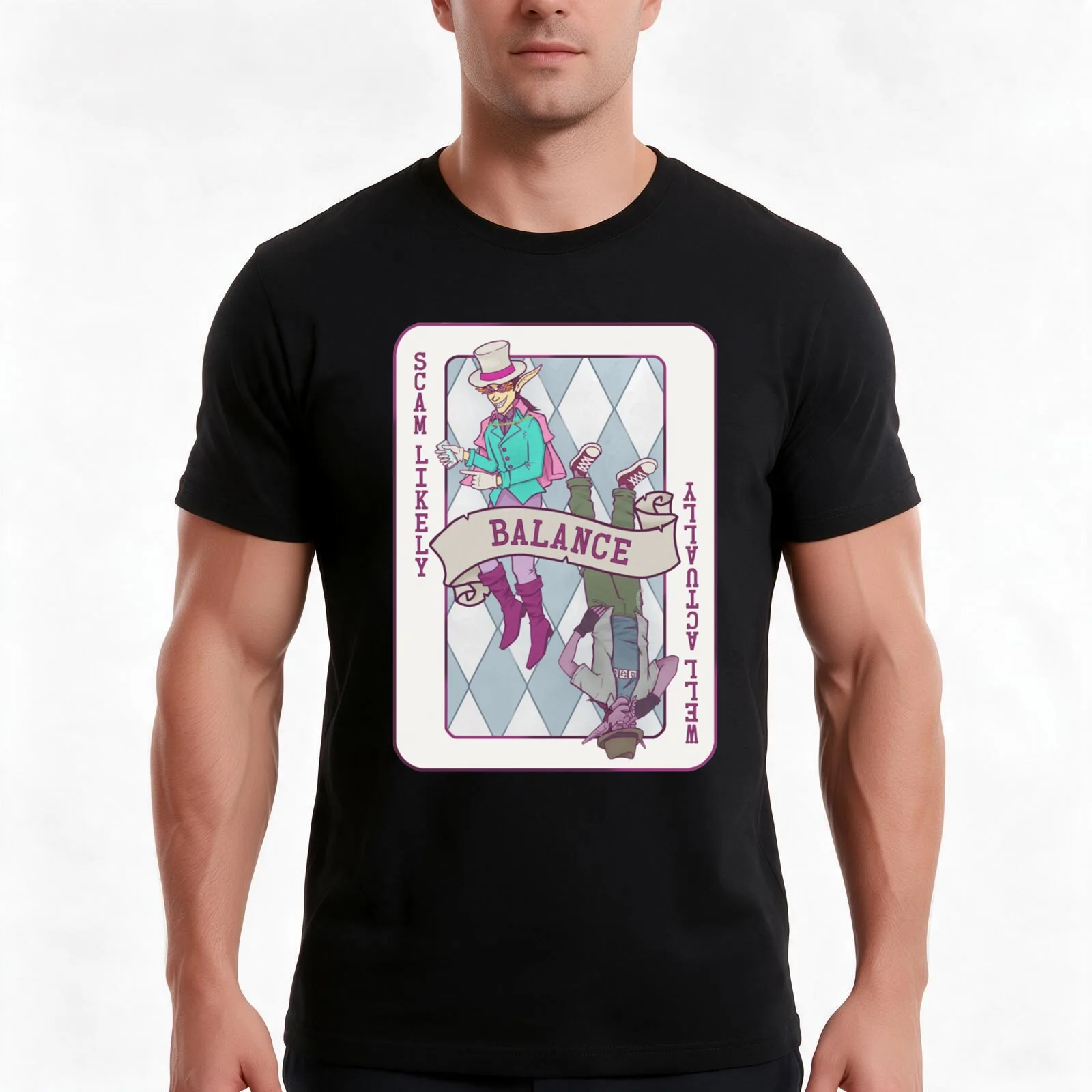 Balance, Deck of Many Things T-Shirt, Summer Casual Cotton Tee, Oversized Streetwear Tops, Vintage Graphic Print, 100% Cotton