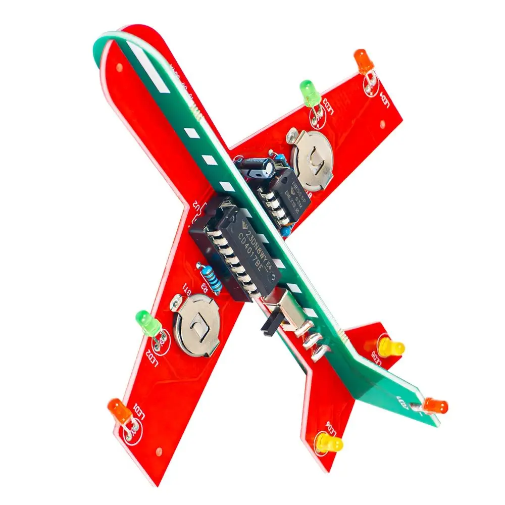 DIY Airplane Kit LED Flashing Circuit Fabrication NE555 CD4017 Soldering Practice Project DC3-6V Flowing Light Electronic Kit