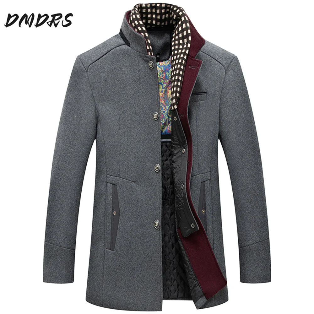 High Quality Autumn Winter Men's Business 2025 Gentleman's Wool Coat Fashion Scarf Non-iron Woolen Coat Men's Woolen Coat