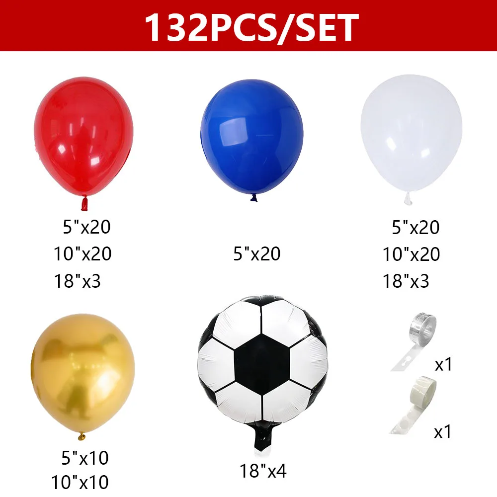 132pcs Navy Blue Red Black Football Balloons Garland Arch Kit 18inch Soccer Foil Ball Boy Man Sport Party Birthday Party Decor