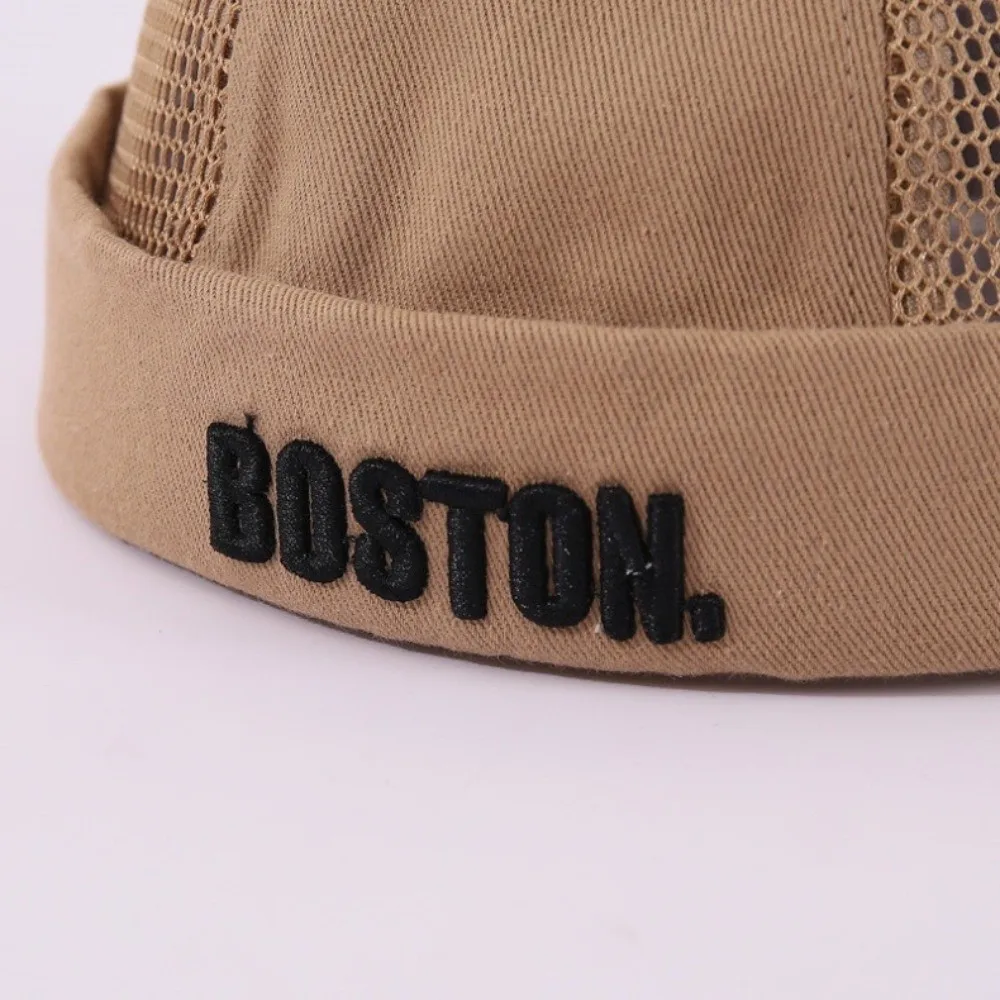 Hip Hop Fashion Letter Embroidered Brimless Hat Breathable Mesh Adjustable Children Melon Beanie Cotton Thin Bucket Hat Summer