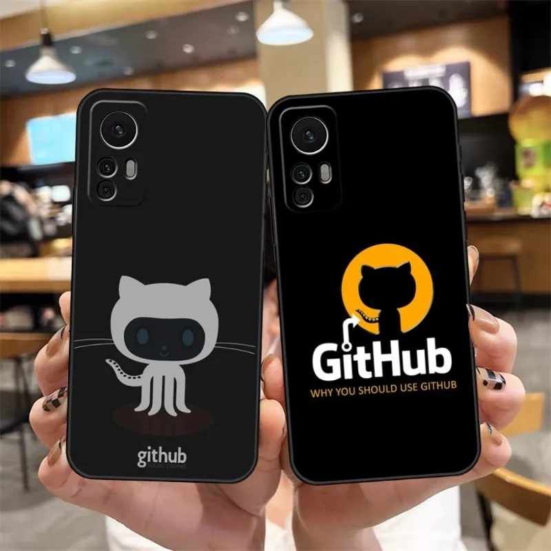 Social Github Programming Cat Phone Case For Xiaomi 11 11T 11X 11i 12 12X 10T 10TPro 10S 10Pro Pro Lite Ulltra MIX4 CIVI Funda