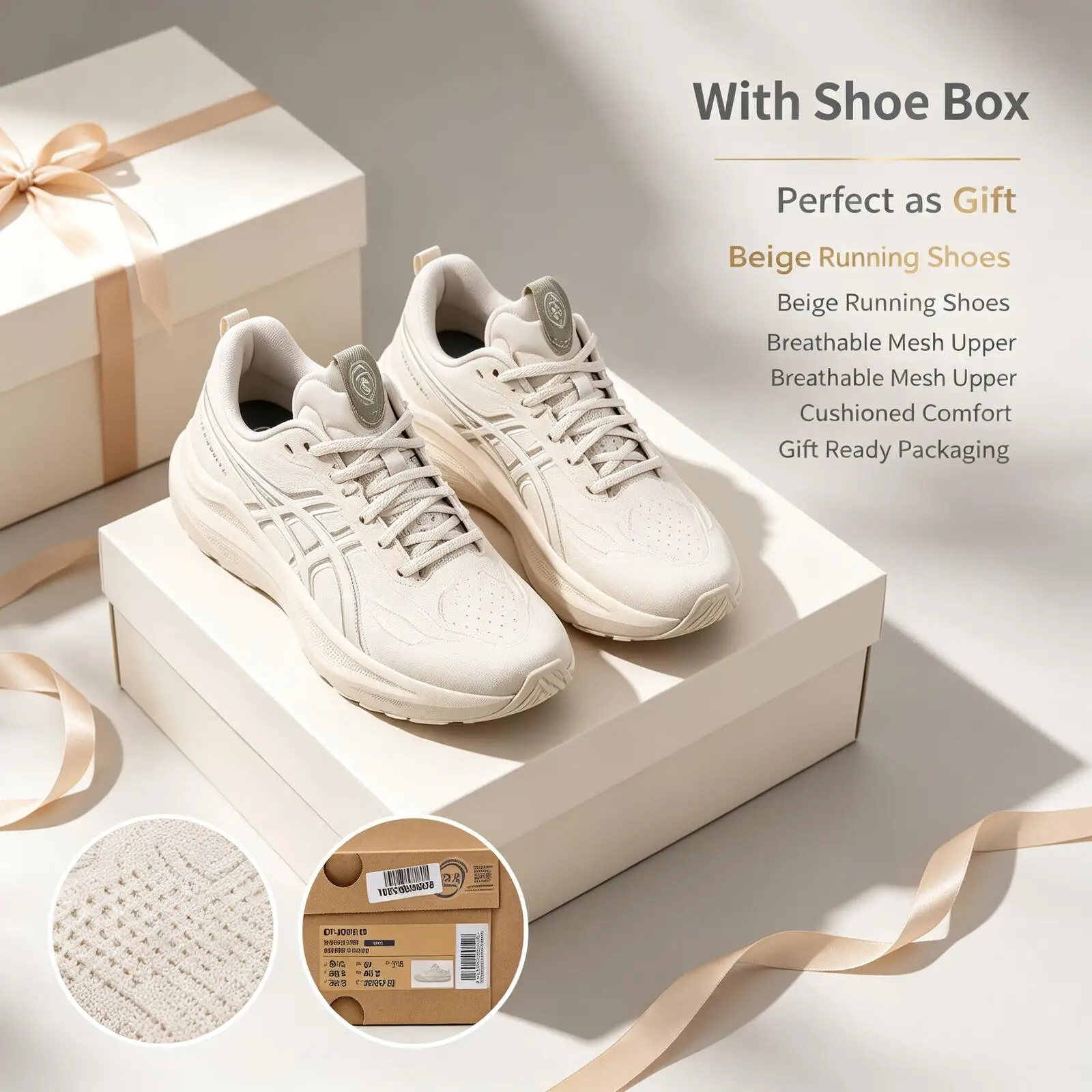 Great Gift Choice Asics Men Running Shoes 1011C056‑250 Beige White With Shoe Box PureGEL FF BLAST MAX Midsole Stable Comfort