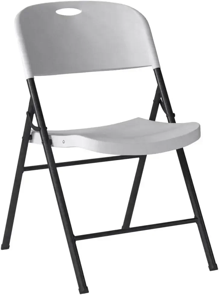 Amazon Basics Silla plegable de plástico, capacidad de 350 libras, color blanco, paquete de 4