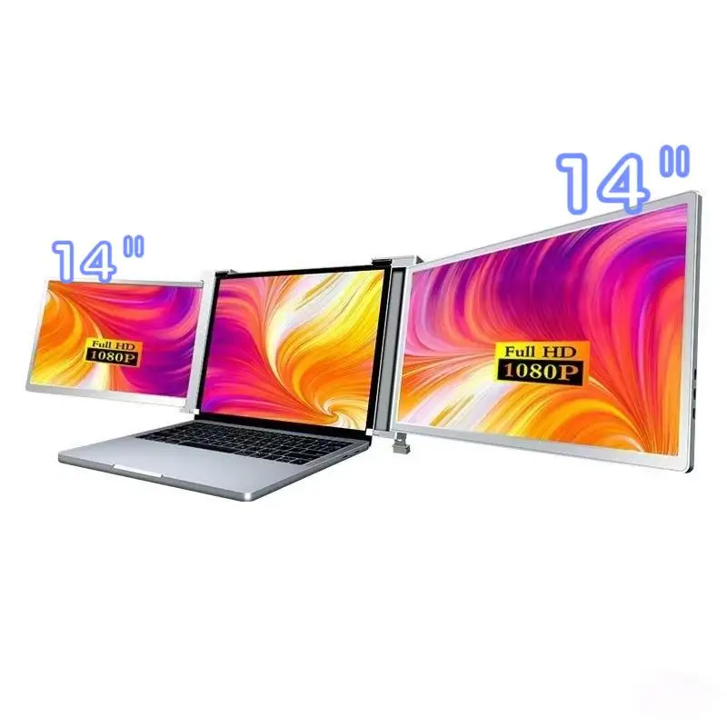 Multi  14 Inch Portable Screen Extender FHD IPS Display Dual Screen Laptop  Extender Triple Screen  Laptop