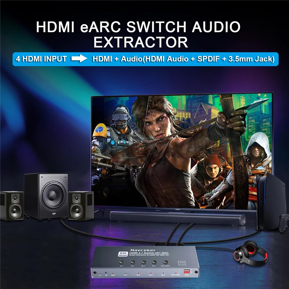 4K 240 Гц HDMI 2.1 переключате – обзор и цена Optical Audio Hdmi Earc Extractor