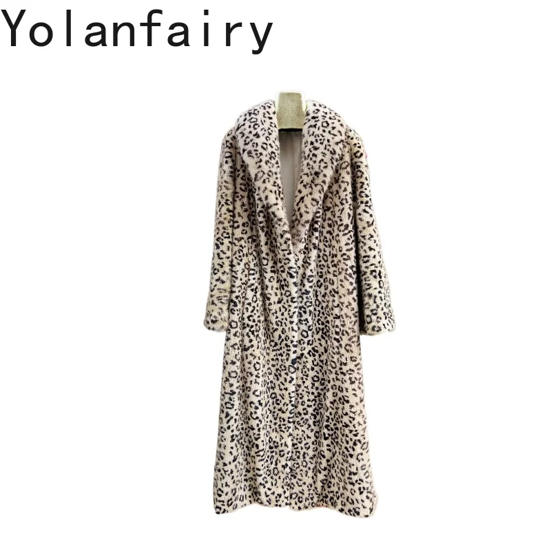 

YOLANFAIRY Luxury Whole Mink Fur Jackets for Women 2025 Winter Fashion Leopard Natural Fur Coat Woman Mink Jacket Long Coats