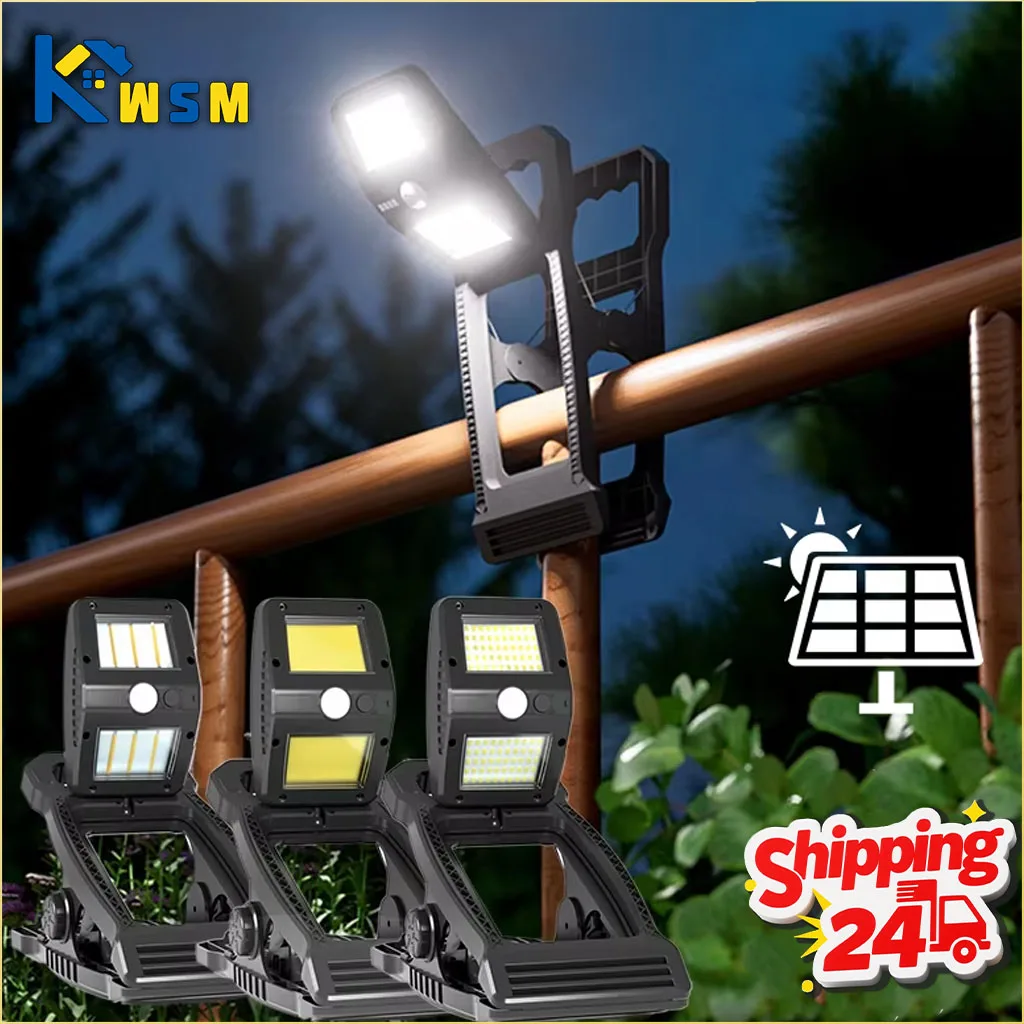 Solar Clip Light Rotatable Outdoor Garden Super Bright Motion Lighting Portable Wall Lamp for Patio Yard Pathway Energy Saving