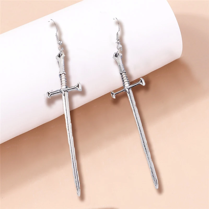 Aihua Gothic Vintage Schwert-Ohrringe für Damen und Herren, modischer Punk-Rock-Party-Schmuck, Accessoires, Geschenk, Fantasy-Kreuz-Ohrringe – Detail 12