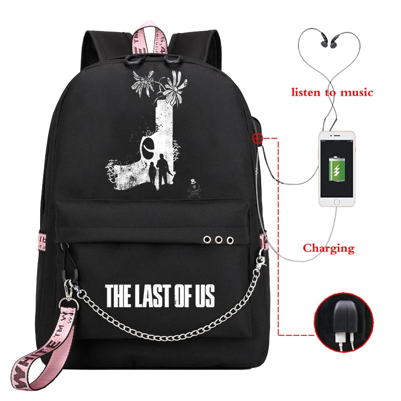 

The Last Of US Backpack Teenager School Bag High Quality USB Charging Bag Men Women Travel Laptop Bag Children Backpack Mochila