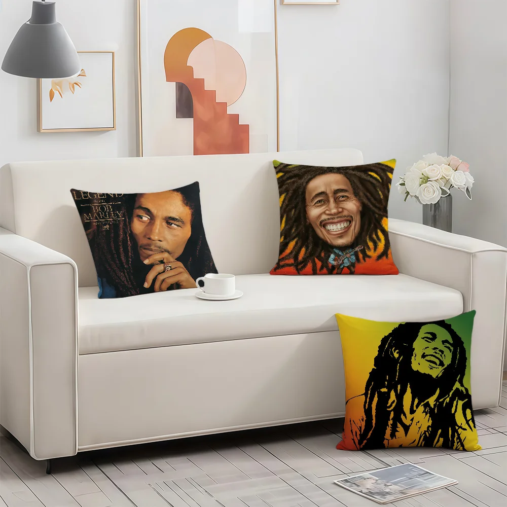 B-Bob M-Marley Singer Kissenbezug, Geburtstag, Jahrestag, Geschenke, doppelseitig bedruckter Kissenbezug mit Reißverschluss, weiche Hautbettwäsche