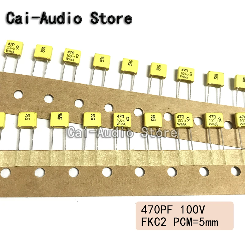 2PCS/5PCS/10PCS/Lot Brand NEW WIMA FKC2 100V 0.00047UF 100V 471 470PF Film Capacitor 100v 0.00047uf 471 470PF Pitch 5mm