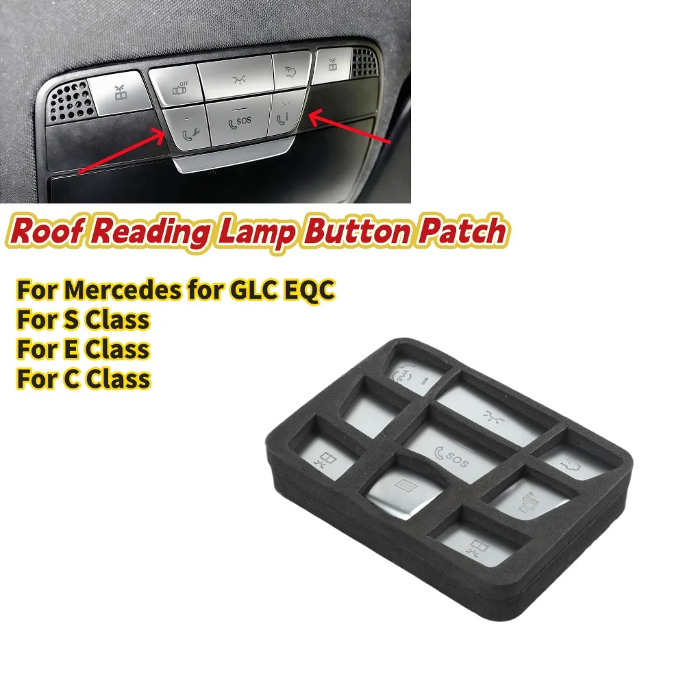 9pcs Stylish Silver Roof Reading Lamp Button Patch For Mercedes For GLC For CLS For EQC For S Class For E Class For C Class