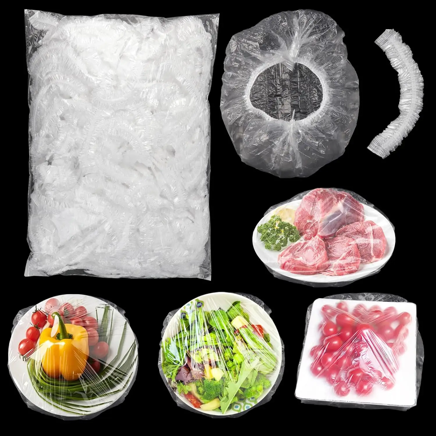 

Pcs Plastic Bowl Covers, Food Covers Stretch Reusable Elastic Adjustable Fresh Keeping Bags for Kitchen Outdoor Picnic Food Stor