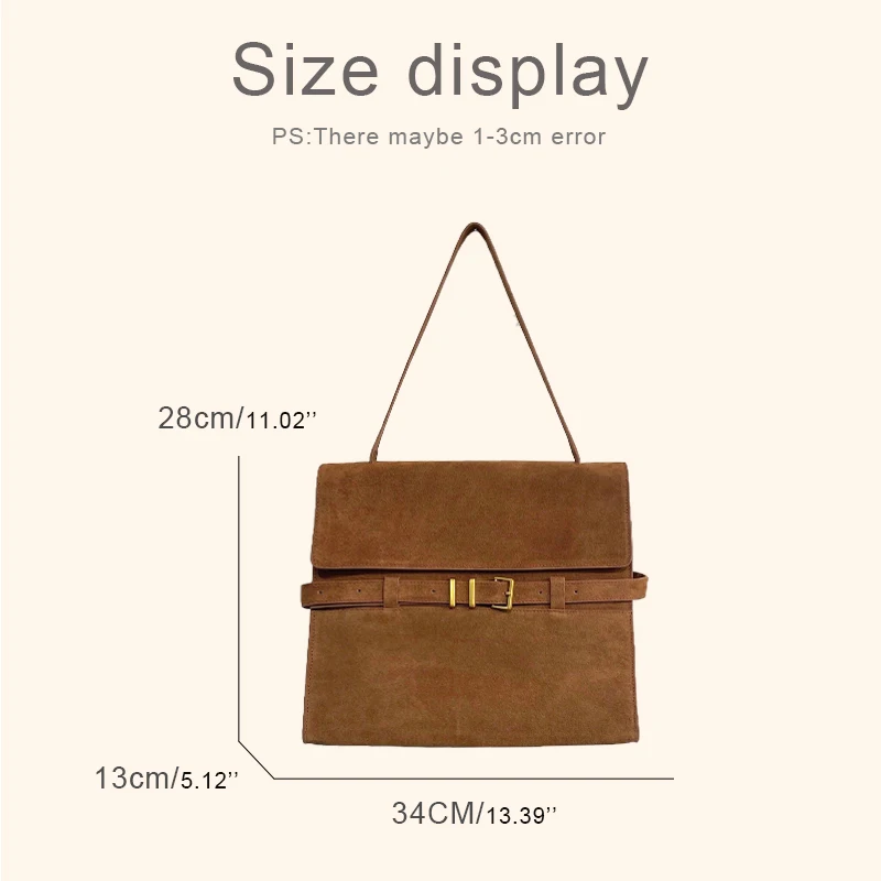 Customize Initials Leather Messenger Bags For Women Luxury Designer Handbag 2026 New Suede Cowhide Belt Buckle Underarm Shoulder