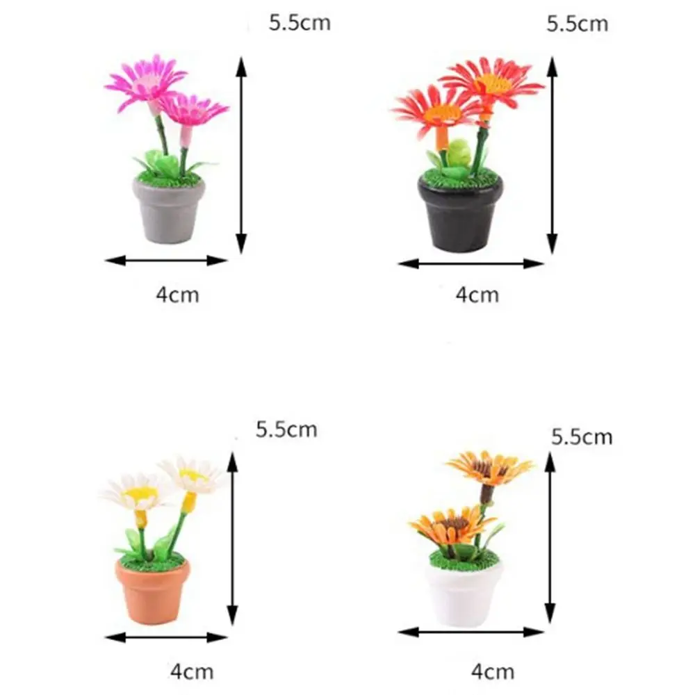 1:12 Dollhouse Miniature Potted Plant Multistyles Mini Green Leaves Plant Pot Bonsai Garden Home Model Doll House Accessories