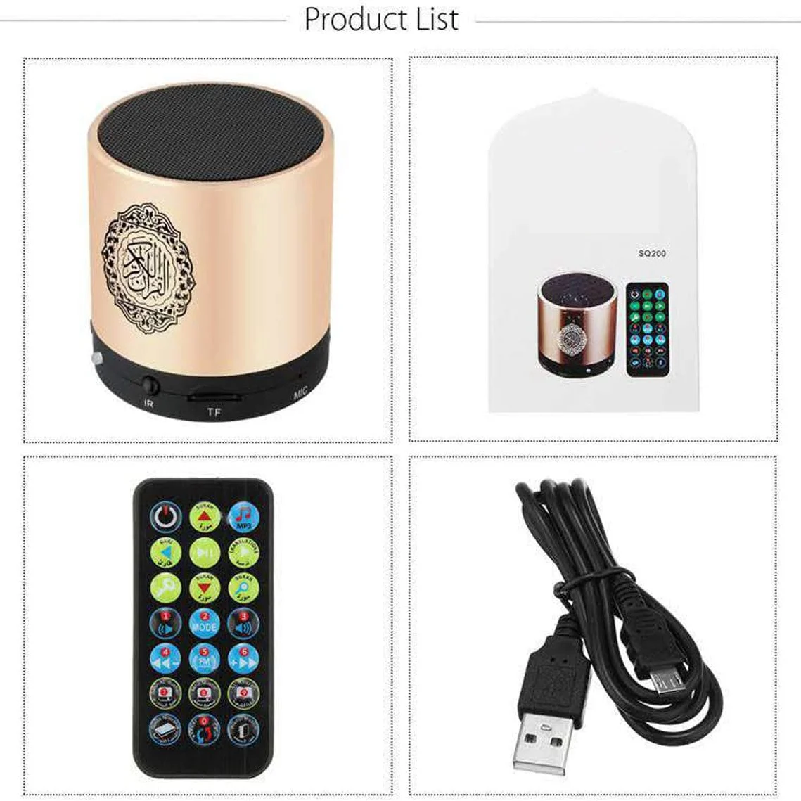 B44CQuran Muslim Speaker,Smart Koran Translation Small Portable Remote Control Bluetooth MP3 FM IF Player Ramadan Hajj Gifts