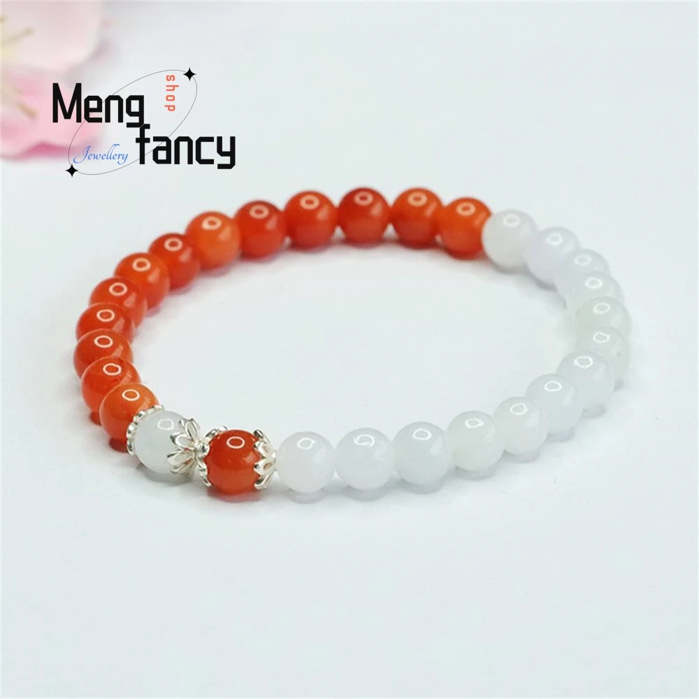 Natural Myanmar A-goods Jadeite String S925 Silver Golden Silk Jade Bracelet Exquisite Elegant Simple High-grade Fashion Jewelry