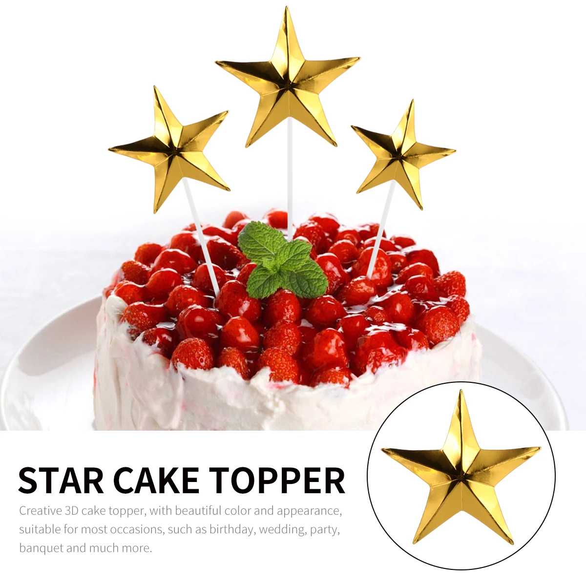 

3d Five-pointed Star Decoration Plug-in Cake Decorations Top Hat Cupcake Toppers
